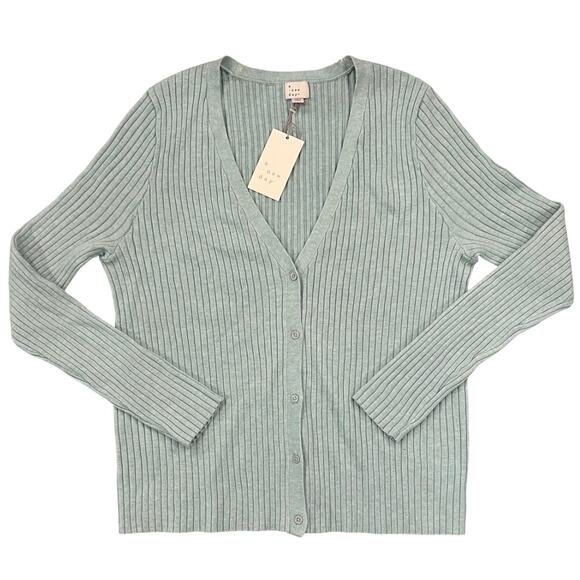 NWT A New Day Women's Seafoam Green Ribbed Lightweight Cardigan Sweater - XXL - Picture 2 of 8